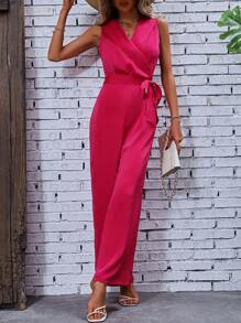 SHEIN Clasi Áo liền quần nữ Thắt lưng Trọn gói Dây kéo màu trơn Thanh lịch - Màu Hồng Tươi - Xem 6