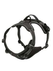 1 pieza Arnés para mascotas con estampado de dibujos animados de mascota negro tire transpirable reflectante para perro para exterior - Negro - Ver 1