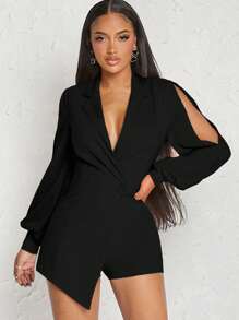 Hauture Petos Con Doble Manga Y Dobladillo Asimétrico - Negro - Ver 6