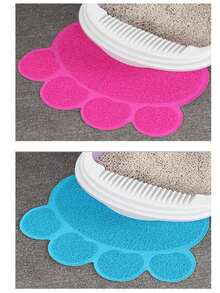 1 pieza pata en forma de Cama de arena para gatos rosa caliente anti deslizante Alfombra para gatos para de mascota para limpieza - Rosa Fucsia - Ver 3