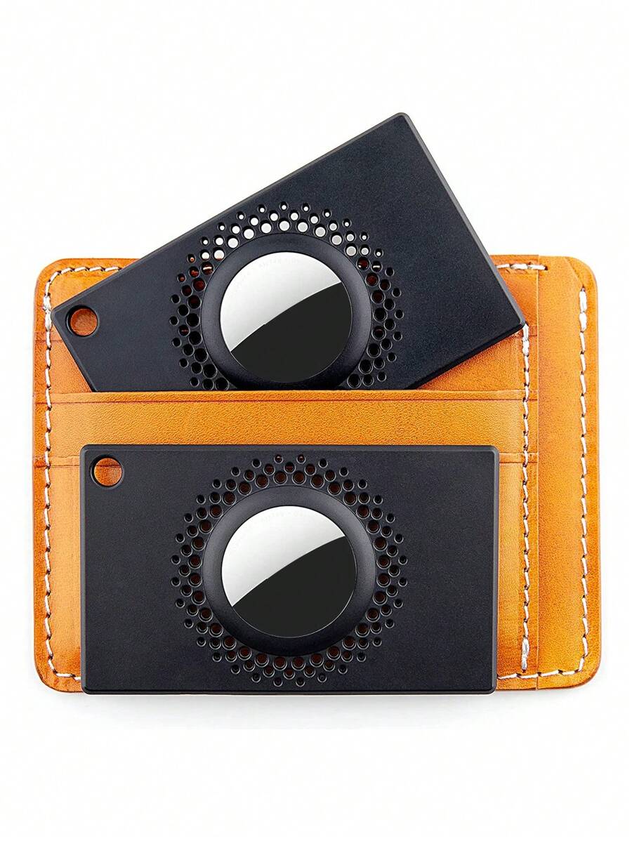 1pc Anti-Lost Plastic Wallet Case Compatible With Airtag - Black - View 1