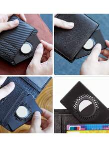 1pc Anti-Lost Plastic Wallet Case Compatible With Airtag - Black - View 4