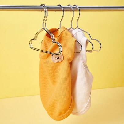 PETSIN 5pcs Pet Clothes Hanger, Silver Multifunction Anti-Slip Pet Clothes Hanger For Cat, Dog For Clothes Storage