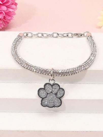 A Fashionable Fine Rhinestone Claw Print Pendant Necklace For Cats And Dogs, Suitable For Pet Cats And Dogs To Use At Home And Outdoors