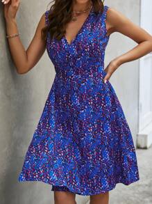 SHEIN LUNE Đầm Trọn gói Tất cả trên in Boho - Màu xanh lam - Xem 6