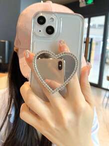 Clear Anti-fall Phone Case With Heart Design Holder - Multicolor - View 1