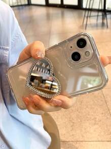 Clear Anti-fall Phone Case With Heart Design Holder - Multicolor - View 2