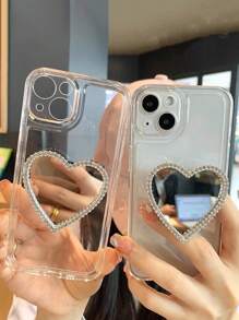 Clear Anti-fall Phone Case With Heart Design Holder - Multicolor - View 4