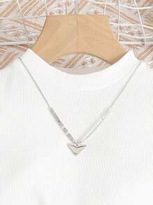 Girls Mock Neck Tee & Paperbag Waist Belted Trousers Set - Blue and White - View 3