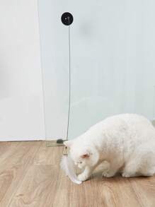 交互的貓羽毛圖案鈴鐺玩具棒適用於 - 白色 - 查看 2