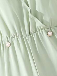 SHEIN Áo liền quần Gái Nút Trọn gói màu trơn Giải trí - màu xanh lá - Xem 5