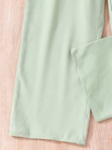 SHEIN Áo liền quần Gái Nút Trọn gói màu trơn Giải trí - màu xanh lá - Xem 8