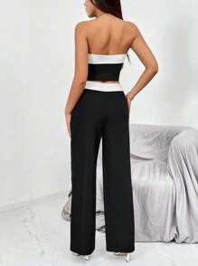 Firerie Colourblock Tube Top & Wide Leg Trousers - Black - View 2