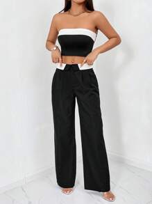 Firerie Colourblock Tube Top & Wide Leg Trousers - Black - View 6