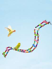 1入組串珠DIY梯繩鸚鵡訓練玩具 - 彩色 - 查看 2