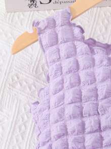 SHEIN 女孩紋理質感背心上衣和闊腿褲和組合包 - 淡紫色 - 查看 4