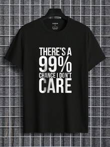 Manfinity Dauomo Men Cotton Slogan Graphic Tee - Black - View 1