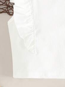 SHEIN Tween Girl Ruffle Trim Tank Top - White - View 4