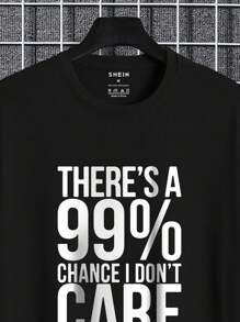 Manfinity Dauomo Men Cotton Slogan Graphic Tee - Black - View 3