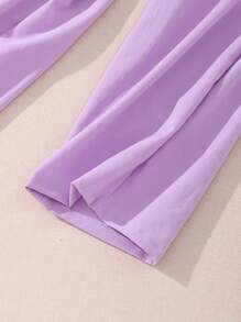 SHEIN 女孩紋理質感背心上衣和闊腿褲和組合包 - 淡紫色 - 查看 7