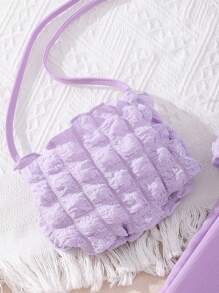 SHEIN 女孩紋理質感背心上衣和闊腿褲和組合包 - 淡紫色 - 查看 8