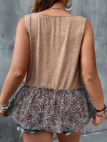 SHEIN LUNE Plus Leopard Print Button Detail Tank Top - Multicolor - View 3
