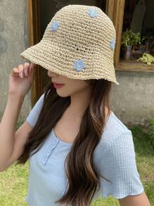 DAZY 女士花朵裝飾時尚草編帽
