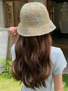 DAZY 女士花朵裝飾時尚草編帽