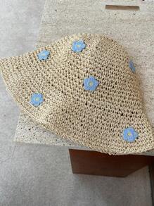 DAZY 女士花朵裝飾時尚草編帽