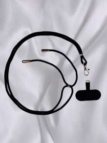 Solid Color Phone Lanyard With Connecting Card - Black - View 1