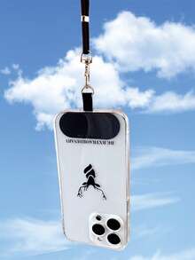 Solid Color Phone Lanyard With Connecting Card - Black - View 7