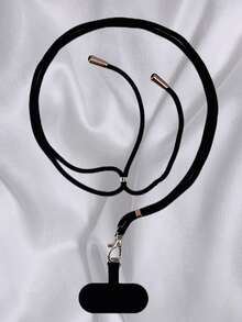 Solid Color Phone Lanyard With Connecting Card - Black - View 9