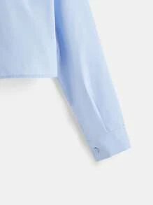 SHEIN EZwear Camisa con botones delanteros sólida, blusas de manga larga