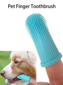 1pc Silicone Pet Finger Toothbrush - Cadet Blue - View 1