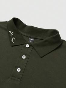 Manfinity Homme Nam Áo polo Bông Đồ họa Chữ cái - xanh quân đội - Xem 7