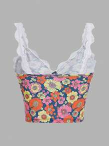 Whitebread Áo khoác và áo lót dành cho xe tăng nữ Tương phản ren Hoa Tất cả trên in Boho - Nhiều màu - Xem 2