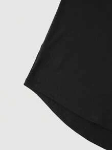 Manfinity Homme Men Letter Graphic Curved Hem Tee - Black - View 6