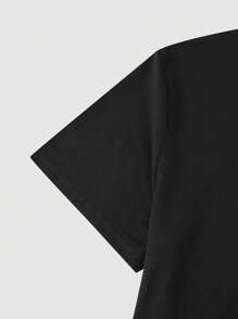 Manfinity Homme Men Letter Graphic Curved Hem Tee - Black - View 7