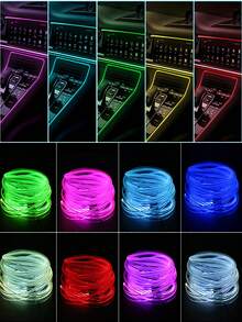 1Pc 118 Inch 300Cm Neon Ô Tô Dải Đèn LED Ánh Sáng RGB USB Đèn LED Môi Trường Xung Quanh Bộ Với Sợi Quang - Nhiều màu - Xem 4