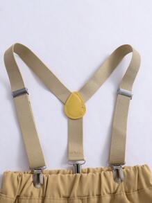 SHEIN 男小童錬條圖案前蝴蝶結襯衫和背帶短褲 - 彩色 - 查看 3