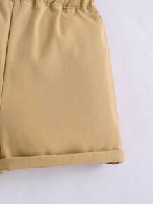 SHEIN 男小童錬條圖案前蝴蝶結襯衫和背帶短褲 - 彩色 - 查看 6