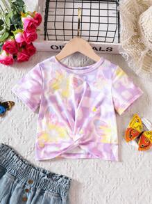 Áo phông in hình bướm màu tím giản dị cho các cô gái trẻ cho mùa hè - Màu tím - Xem 1