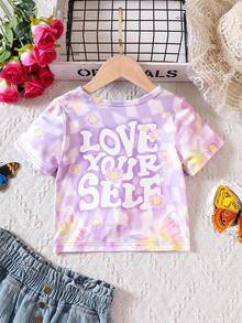 Áo phông in hình bướm màu tím giản dị cho các cô gái trẻ cho mùa hè - Màu tím - Xem 2