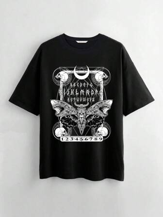 Goth Butterfly & Skull Graphic Tee
