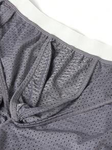 Men Letter Tape Waist Boxer Brief - Grey - View 4