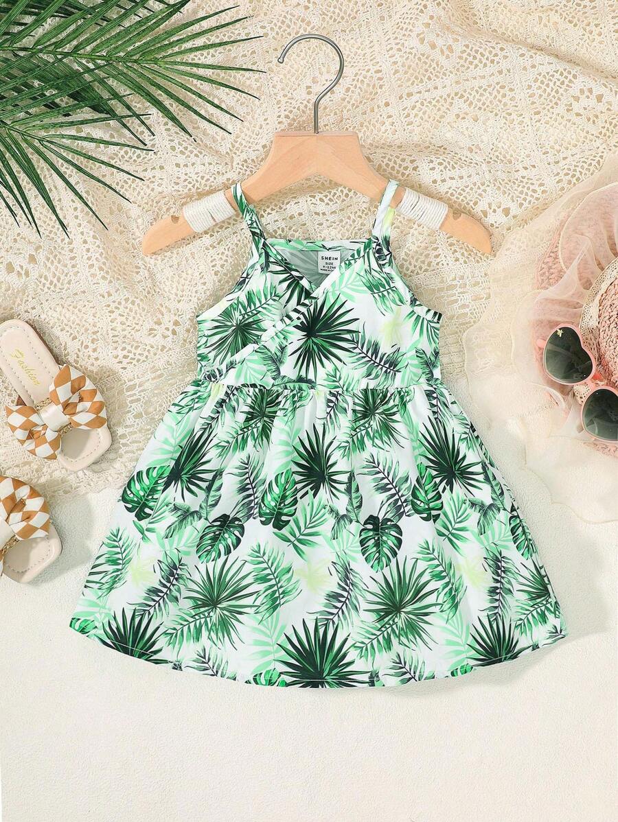 Đầm em bé phân lớp Nhiệt đới - màu xanh lá - Xem 1