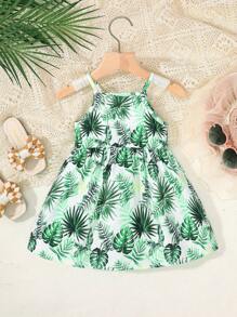 Đầm em bé phân lớp Nhiệt đới - màu xanh lá - Xem 2