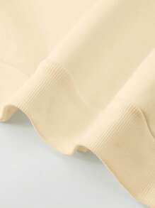 Manfinity Homme 男款寬鬆字母圖形落肩連帽衫 - 卡其色 - 查看 3