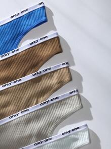 5pack Letter Tape Waist Thong - Multicolor - View 4