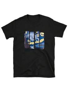 Men Slogan & Painting Print Tee - Black - View 1